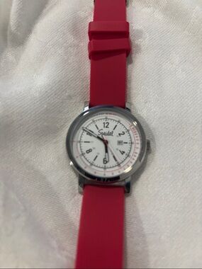 Red Silicone Strap Analog Watch